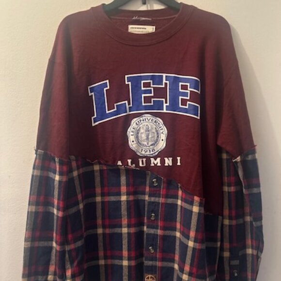 Urban Renewal Remade Tops - Urban Renewal Remade Spliced Heavy Flannel One of a Kind Button Sweatshirt NEW
